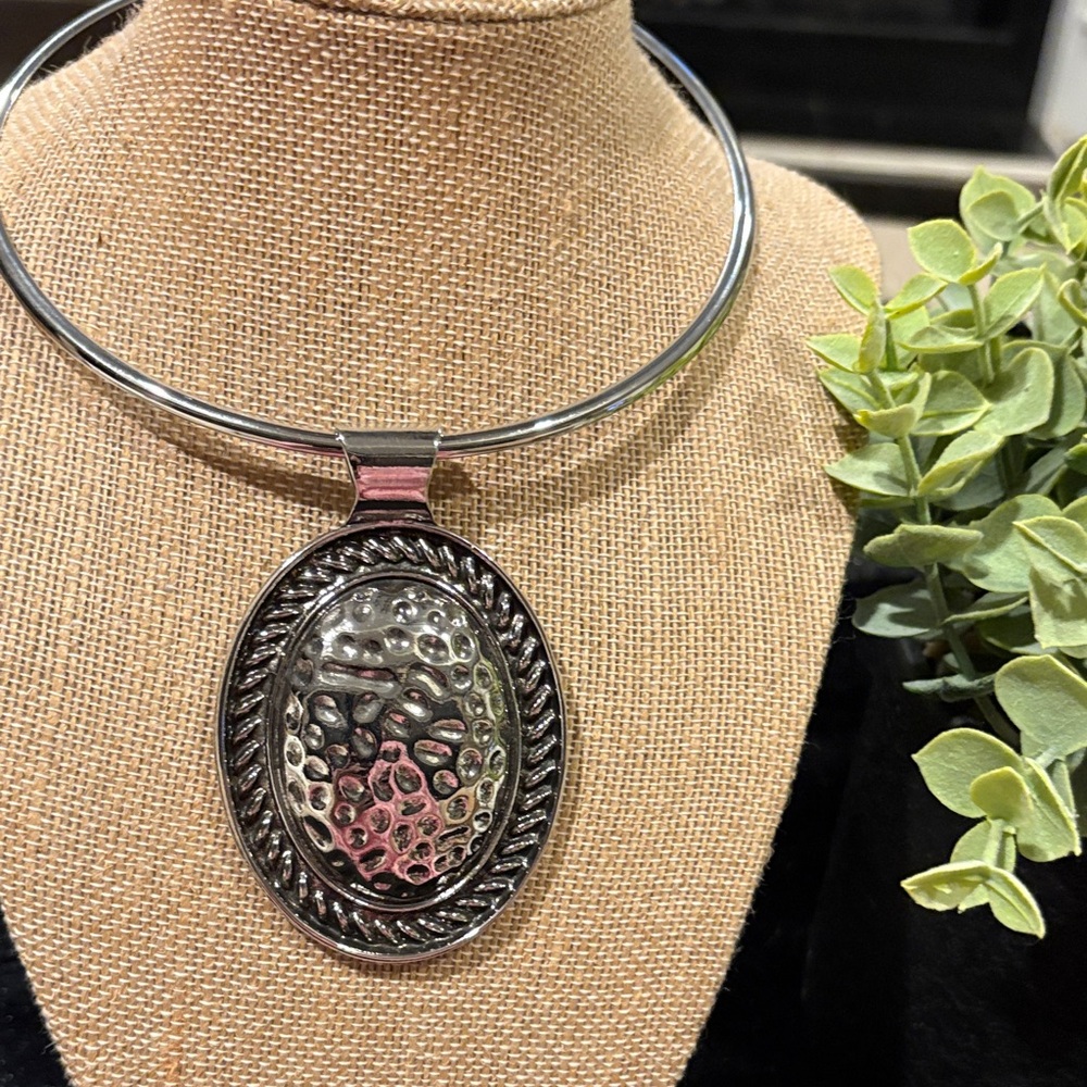 Erica Lyons Silver Oval Pendant Necklace
